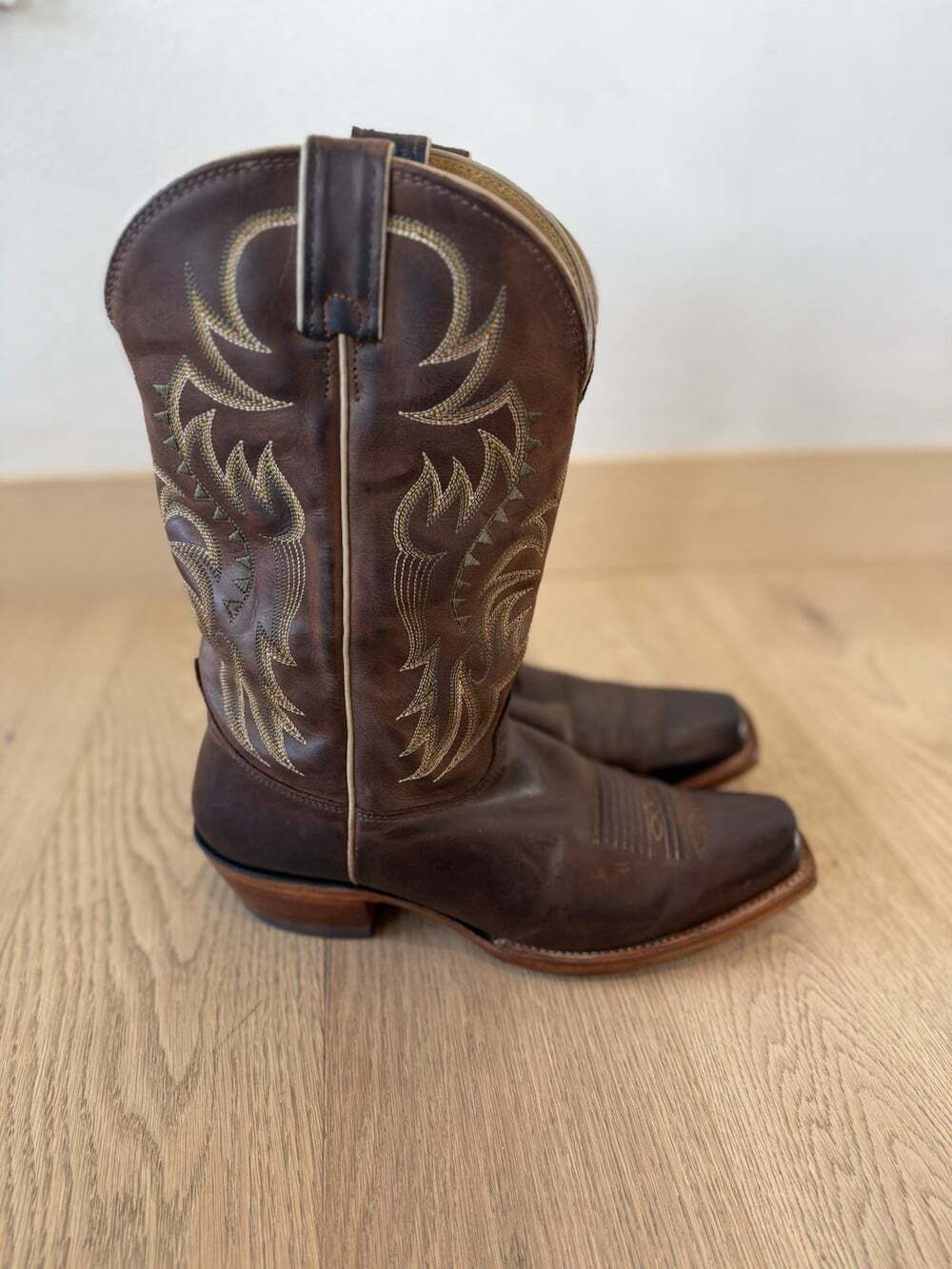 NOCONA Leather Square Toe Brown Leather Western Cowboy Boots Men’s 10.5 D